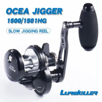 100% Lurekiller Japan Made Full Metal Slow Jigging Reel Double Drag Ocea Jigger 1500HG/1501HG Oecan Boat Reel 24Kgs Drag 8+1BB
