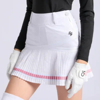 Swan Love Golf Ladies Pleated Skirt Fashion Golf Women Wear Slim Sports Short Skort with Inner Shorts Ladies Dress Culottes