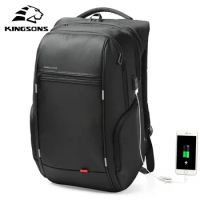 Kingsons Men 15'' 17'' Laptop Backpack Anti-theft Fashion Bag For Teenage Male Travel Business USB Charging Waterproof Backpacks