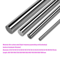 1Pcs Hardening 45# Steel Chromed Round Bar Shaft Rod Dia 5mm-30mm Length 100mm-500mm Linear Shaft Rods