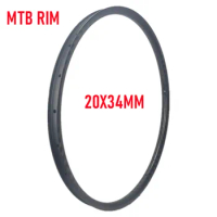 336g Super Light 20mm Depth 34mm Width Carbon MTB Wheel Rim MTB Bicycle Wheel Rims 3K Twill Glossy Surface MTB Carbon Rim