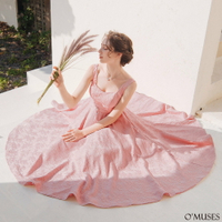 訂製款刺繡粉色婚紗長禮服(19-7037)