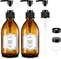 Glass Pump Bottle Dispenser 8 oz Homepicker Lotion Bottle with Pump for Body Oil 250ml Amber Glass B