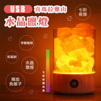 【ROYAL LIFE】USB喜瑪拉雅山水晶鹽燈-2入組(負離子 風水 床頭燈 氛圍燈 多色調光 小夜燈)