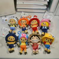 Original 12cm One Piece Anime Figure Zoro Luffy Chopper Plush Toys Cute Cartoon Plushie Stuffed Dolls Pendant Kids Xmas Gifts