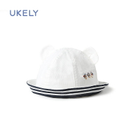 寶寶帽子春秋兒童漁夫帽潮男童女童純棉可折疊可愛超萌白色海軍帽