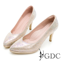 【GDC】奢華流金水鑽尖頭高跟新娘宴會婚鞋-金色(027187-99)