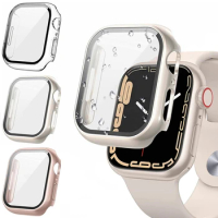 Glass+Cover For Apple Watch case 8 7 6 SE 5 3 iWatch Accessorie Screen Protector Apple watch serie 44mm 45mm 41mm 40mm 42mm 38mm