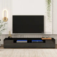 LED Stand TV 85 Inch Black TV Stand for 90 85 80 75 70 Inch TV, LED TV Stand for Living Room LED Entertainment Center
