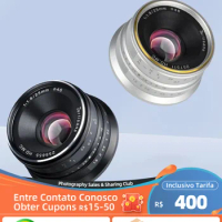 【 Do Brasil 】 7Artisans 25mm F1.8 Mirrorless Camera Wide Angle Lens for Sony Canon EF-M Fujifilm XF Nikon M4/3 7 Artisans 25 1.8