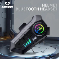 Soman M6 Wireless Bluetooth Headset Motorcycle Helmet Noise Reduction Earphone Handsfree Call Music Play Waterproof Headphone
