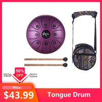 US IN STOCK5.5 Inch Tongue Drum Mini 8-Tone Steel Tongue Drum C Key Hand Pan Drum Toy Musical Instrument Gift for Kid Child Toys