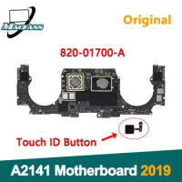 Original A2141 Motherboard With Touch ID Button for MacBook Pro Retina 16" A2141 Logic Board i7 512G i9 1TB 820-01700-A/05 2019