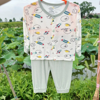 Bộ quần áo dài unchi cúc giữa Peptit áo trắng quần màu, bộ unchi dài tay cho bé trai, bé gái 4 đến 1