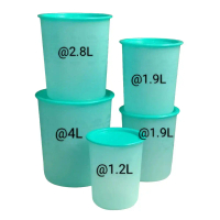 Mosaic Canister Set (4 Pcs+Free 1 Pcs)=5 Pcs Toples biru Toska - Tupperware