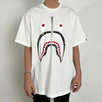 Kaos BAPE SHARK OUTLINE CAMO MULTI BLACK WHITE TSHIRT 100% ORIGINAL XL