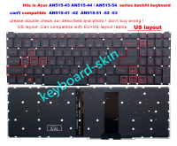 ใหม่ US Red Backlit คีย์บอร์ดสำหรับ Acer Nitro 5 AN515-44 AN515-44-R67F AN515-54 AN517-51 (ไม่ใช่สำหรับ)