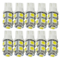 10x LED T10 W5W LED Bulbs 9SMD 5050 W5W T10 LED White Blue auto car wedge clearance lights W5W 194 168 led interior lamp