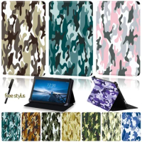 Universal PU Leather Tablet Stand Case for Lenovo Tab E7 /Tab E8/Tab E10 Camouflage Pattern Four Corner Folding Protection Cover