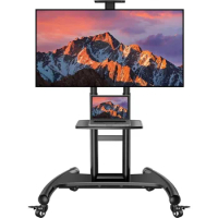 Rolling/Mobile TV Cart with Wheels for 32-82 Inch LCD LED 4K Flat Screen TVs - TV Floor Stand with Shelf Holds Up to 100 lbs