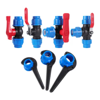 20/25/32/40/50mm PE Tube Tee Ball Valve Quick Connector Wrench Tap Tees Water Splitter Garden Irrigation Water Pipe Fittings 1Pc