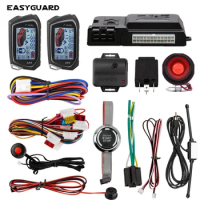 EASYGUARD 2 Way Car Alarm System LCD Display auto Start push engine stop button with induction module smartphone app control