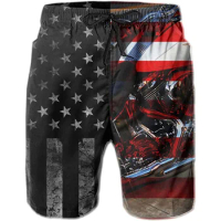 America Eagle Flag Graphic Shorts Pants Men Summer Casual Beach Swim Trunks 3D Printed Cool Board Shorts Ice Swimsuit homme 2023