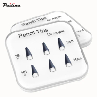 Peilinc Pencil Tips for Apple Pencil 1st / 2nd Logitech Crayon, 2B Soft Double-Layered iPad Pencil Tip, White &amp; Black Stylus Nib