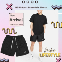 Nike 短褲 NSW Sport Essentials 黑 白 男款 膝上 海灘褲 抽繩 防風 DM6830-010