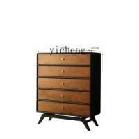 YY Storage Solid Wood Storage Cabinet Five Buckets Bedroom Living Room Side Cabinet Retro Nanyang Style