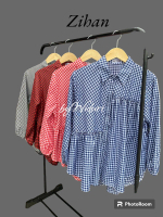 CINDY TOP SQUARE PATTERN _ kemeja oversize atasan wanita kekinian byWiduri Basic Crop