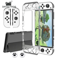 DATA FROG Transparent Case for Nintendo Switch, OLED Console, Crystal Clear PC Shell, Nintendo Switch Accessories