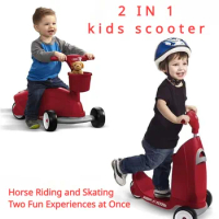 2-in 1 Baby Ski Balance Bike 3 Wheels Toddler Scooter for Children Toddler Scooter or Ride On Birthday Gift for Boys Girls