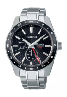 Seiko 精工 Presage Sharp Edged 系列 GMT 黑色錶盤動力儲備指示器自動手錶 SPB221J1