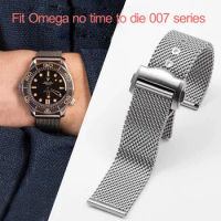 For Omega 007 Milan watch strap seahorse 300 flawless death Observatory rhubarb bee steel bracelet 20mm Watch band