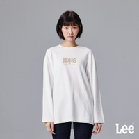 Lee 女款 寬鬆版 胸口小LOGO藝術字標語 長袖T恤 | 101+