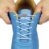 New 1 Pair Sports Elastic Reflective Round Shape Shoelaces No tie Shoe Laces Adult Lazy Metal Locking laces Shoe lacets