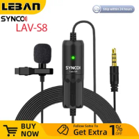 SYNCO LAV-S8 Lapel Microphone Professional 3.5mm TRRS/TRS Wired Audio Lavalier Condensador Microfone Mic VS BOYA BY-M1 Top Gift