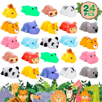 24PCS Mini Mochi Animal Random Squishy Toys Kawaii Fidget Stress Relief Sensory Toys for Party Favors Kids Goodie Bag Stuffers