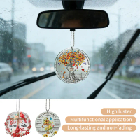 8*8cm Acrylic Car Key Pendant, Flat 2D Red Bird and Gold Blessed Butterfly Design, Perfect for Cars,