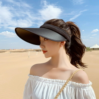 蕉下皇后新款空頂夏季無頂防紫外線遮陽帽子太陽帽UV防曬帽女沙灘