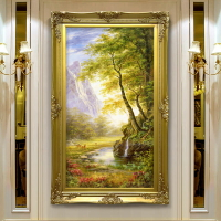 歐式風景山水畫玄關裝飾畫過道書房掛畫酒店會客廳壁畫藝術畫福鹿