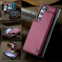 for samsung z fold5 Anti-Fall Card Slot Mobile Phone Case for Samsung Galaxy Z Fold5 Fold 5 5G Leather Protective Coque