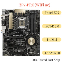 For ASUS Z97-PRO (WiFi ac) Motherboard Z97 32GB LGA 1150 DDR3 ATX Mainboard 100% Tested Fast Ship