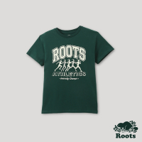 Roots女裝-運動派對系列 城市跑者短袖T恤-綠色