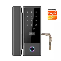 Smart Glass Door Lock Biometric Fingerprint Tuya Wifi Electronic Digital Lock for Security Office Sliding Door Remote Unlock