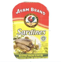 Ayam Brand Sardines 120gr in Extra Virgin Olive Oil Sarden Ikan Kemasan Kaleng Ayambrand Fish Bahan 