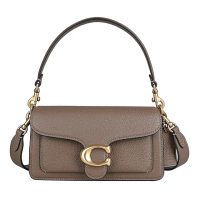 【COACH】COACH Tabby 20經典C金屬LOGO簡約鵝卵石紋路皮革手提斜背包(深石灰)