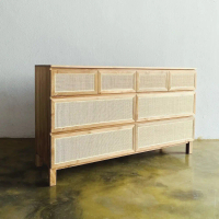 Aurel Sideboard Bufet Arsip 8 Laci Kombinasi Rotan
