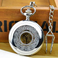 High Quality Hollowed Flower Mechanical Pocket Watch Vintage Pocket Watch Men Gift Watch Collection with Chain